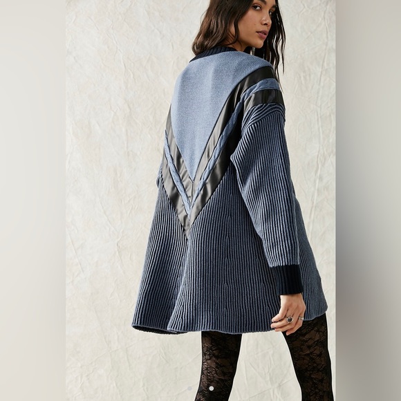 Free People Florence Sweater Mini Dress in Blue - Picture 3 of 5